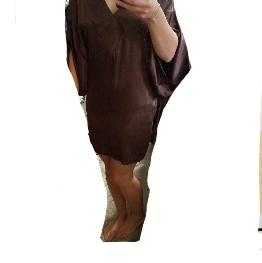 BCBG Silk Kimono Dress Brown XXS - Picture 5 of 5